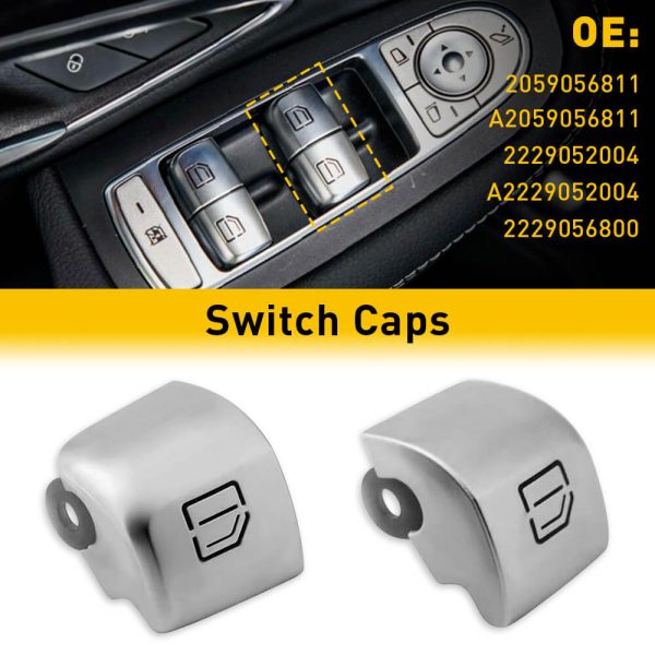 Window Switch Button Cover Cap For Mercedes-Benz S-Class, GLC-Class,C-Class etc. 2Pcs on Sale