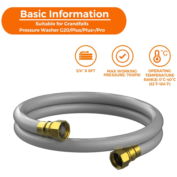 Pressure Washer Leader Hose 6FT for Grandfalls Sale - Image 2